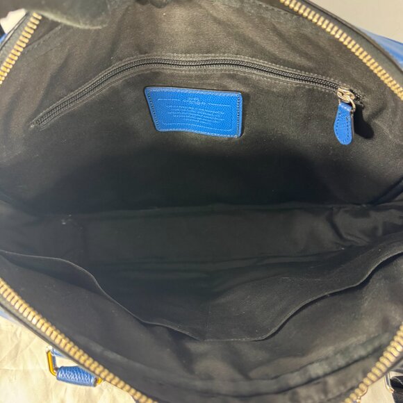 Coach F71681 Slim Cross Grain Men's Leather Briefcase/Handbag/Shoulder Bag, Blue - Picture 11 of 13